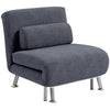 HOMCOM Single Velvet-Feel Sleeper Chair - Charcoal Grey