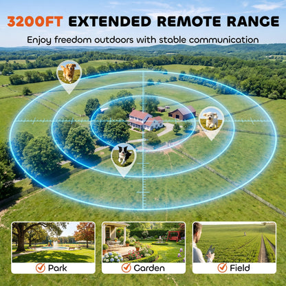 PawHut Dog Training Collar with 3200Ft Remote Range, Anti Barking Device with 3 Modes, IPX7 Waterproof, Rechargeable