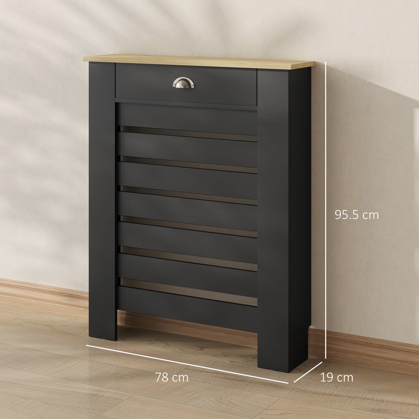 HOMCOM غطاء مشعاع 95.5 ارتفاع × 78 عرض سم، مع درج - أسود