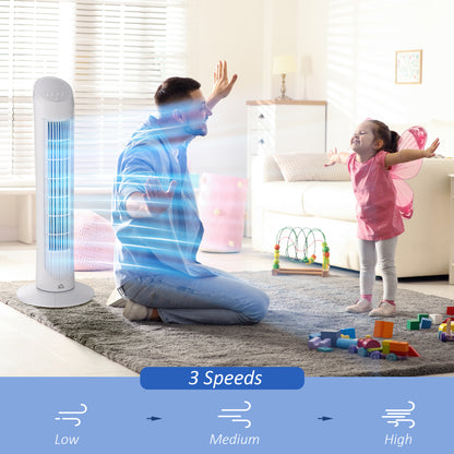HOMCOM Tower Fan for Bedroom Cooling, 30 Inch Electric 70√Ç¬∞ Oscillating Fan with 3 Speed Settings, Standing Floor Fan for Home Office Indoor, White