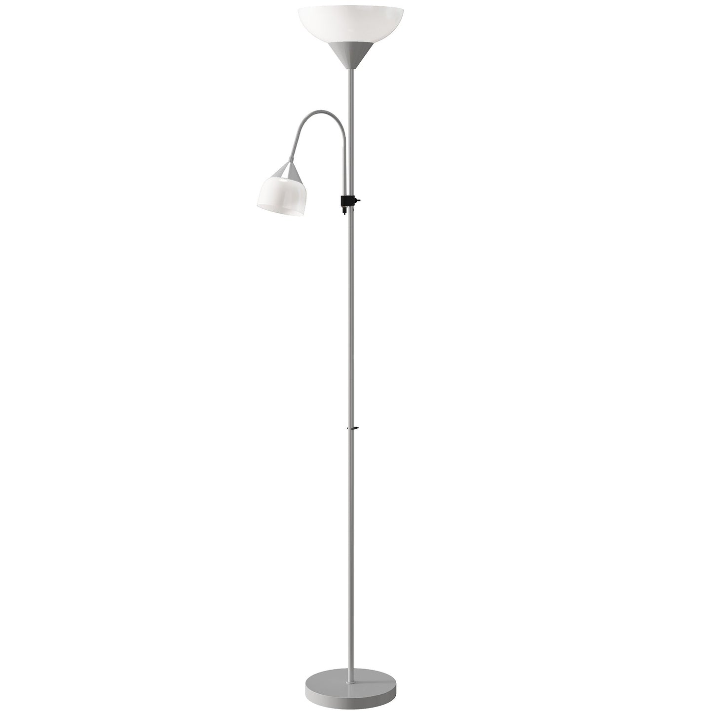 مصباح أرضي HOMCOM LED لغرفة المعيشة، مصباح قائم طويل بطول 180 سم، إضاءة علوية للأم والطفل برقبة مرنة قابلة للتعديل، 3000K/4500K/6500K درجات حرارة الألوان، فضي