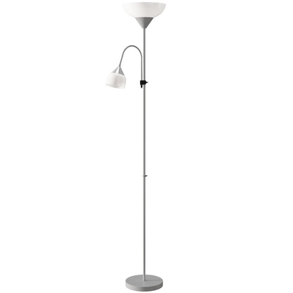 مصباح أرضي HOMCOM LED لغرفة المعيشة، مصباح قائم طويل بطول 180 سم، إضاءة علوية للأم والطفل برقبة مرنة قابلة للتعديل، 3000K/4500K/6500K درجات حرارة الألوان، فضي