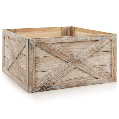 Christmas Tree Box Stand with Hook and Loop Fasteners-Brown-L