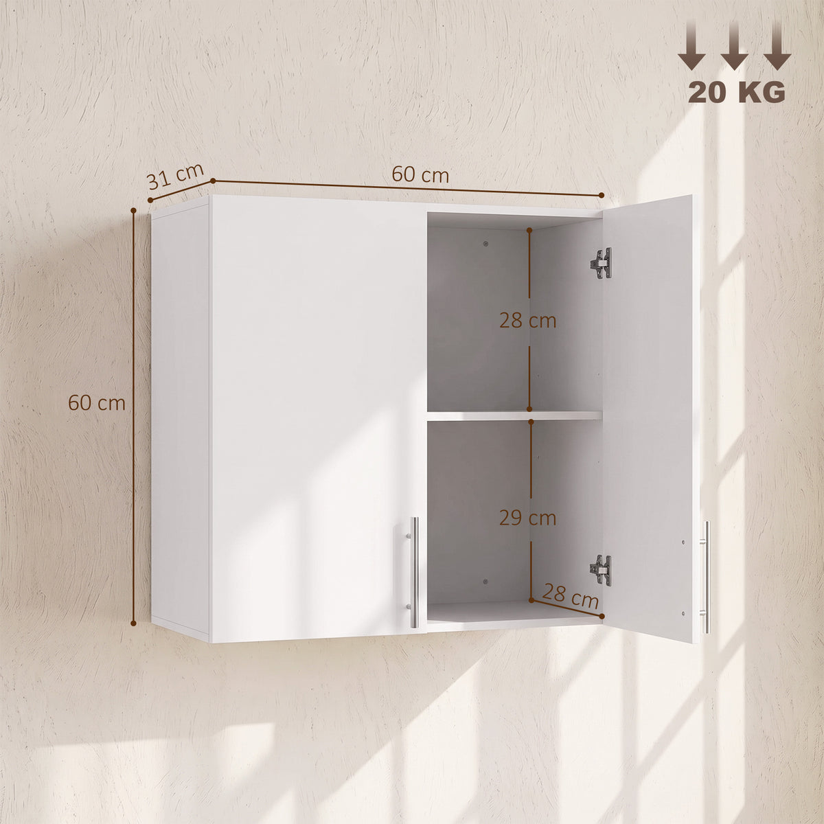 HOMCOM Bathroom Wall Cabinet in White