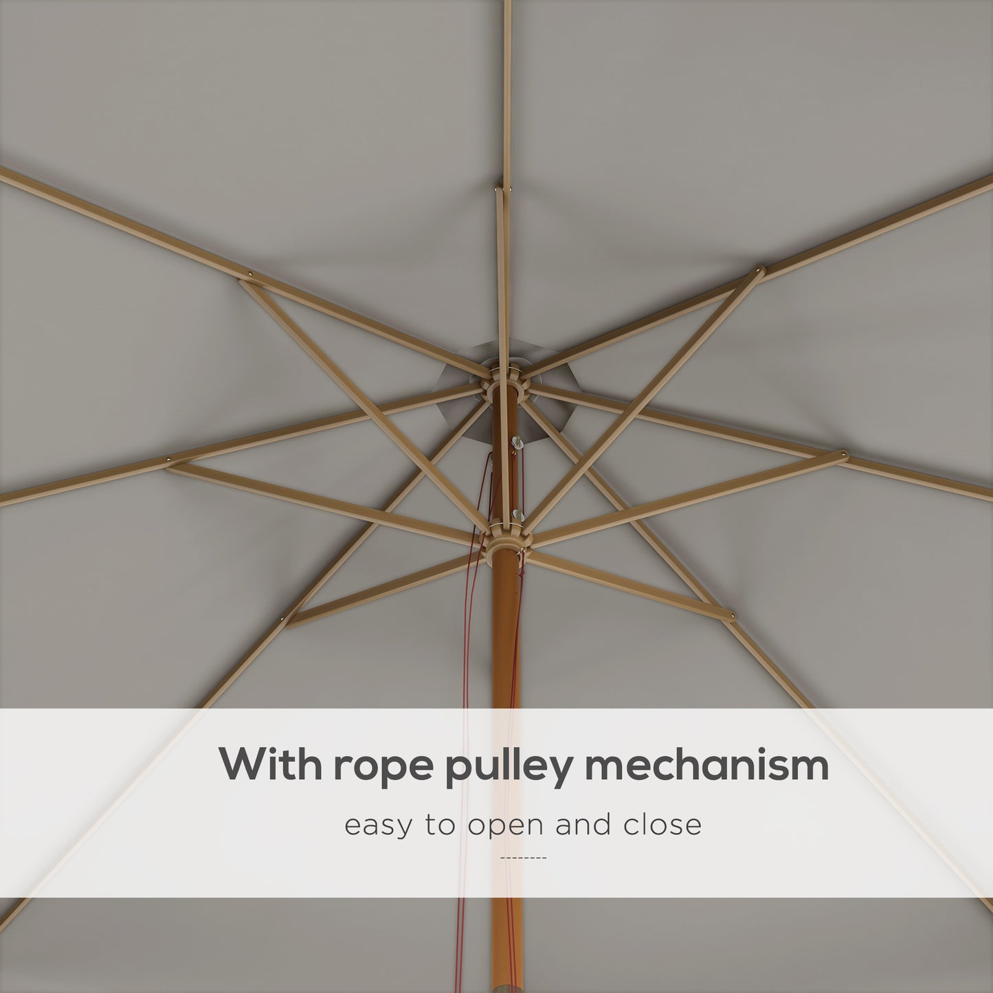 Outsunny 3.3m Elegant Wooden Parasol - Grey