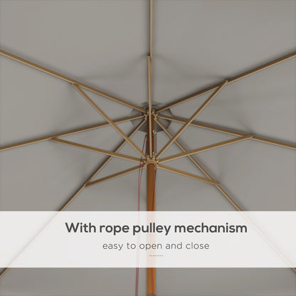 Outsunny 3.3m Elegant Wooden Parasol - Grey