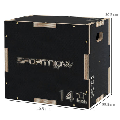 SPORTNOW Multi-Faceted Jump Box, Wooden Step Up Box, for Home, Gym, Exercise, Black