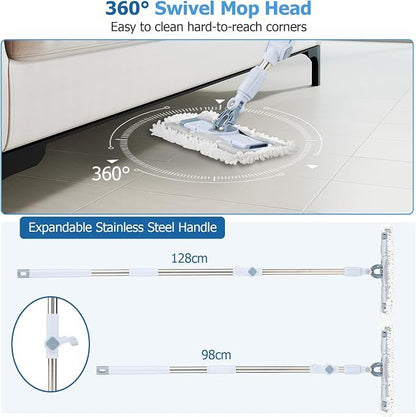 COSTWAY Spin Mop and Bucket Set with Dual Tank Design 1 Rectangular Mop and 1 Round Mop