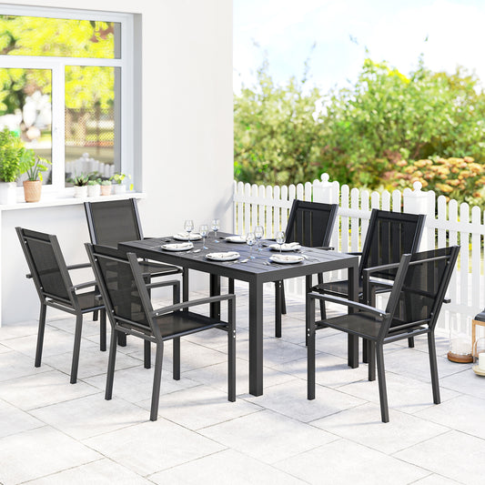 Outsunny Seven-Piece Garden Dining Set in Black