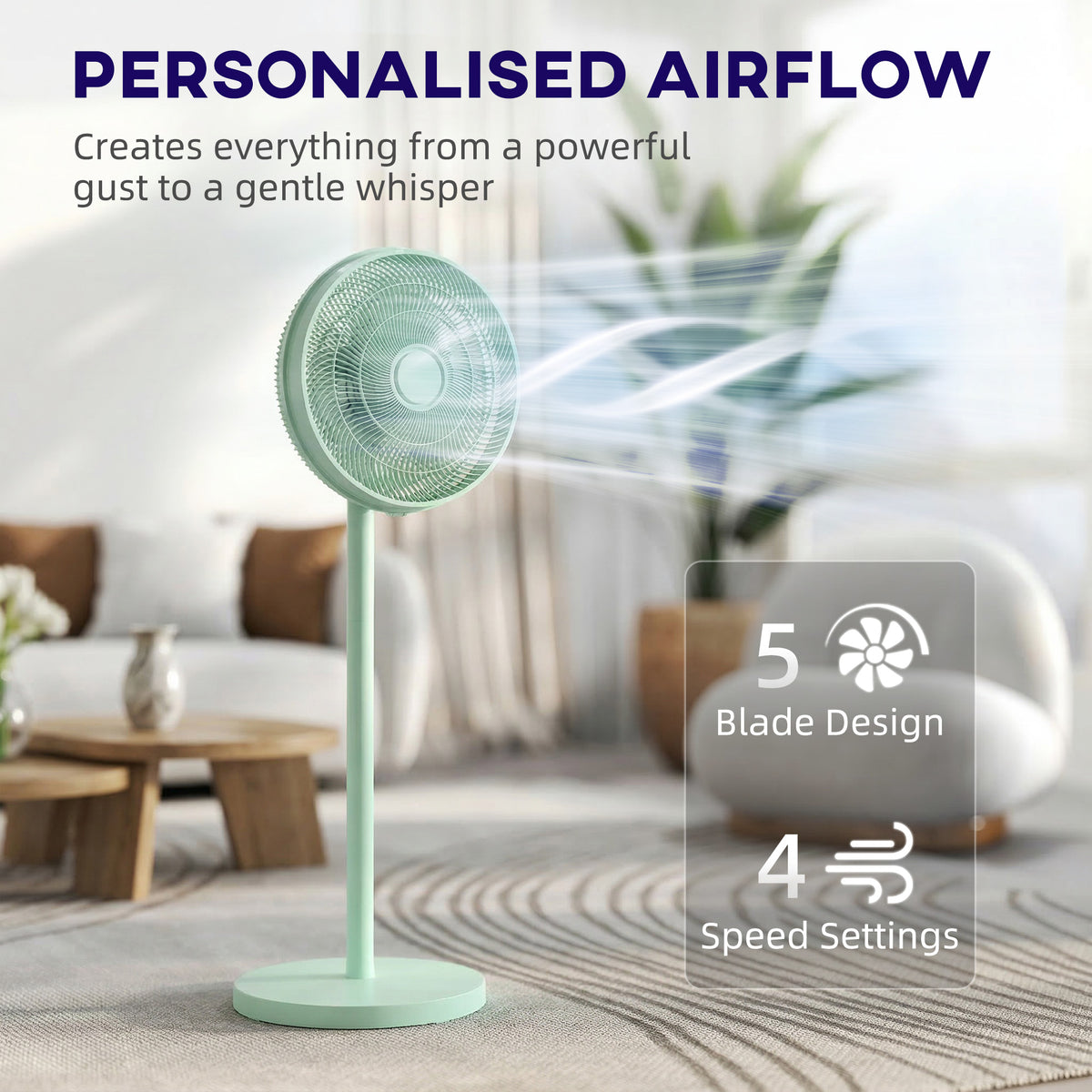 HOMCOM 40 cm Standing Fan in Green