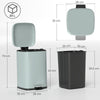 HOMCOM 20L Modern Boxy Metal Home Kitchen Bin - Light Green