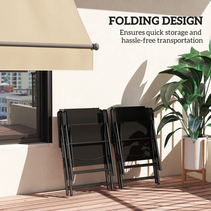 Outsunny Set of Four Folding Outdoor Chairs in Black