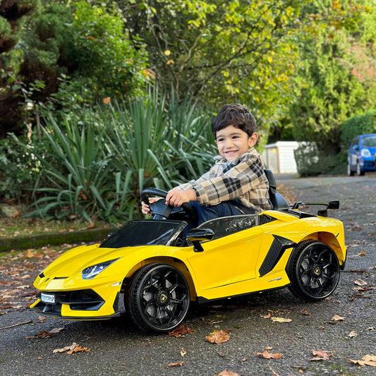 HOMCOM Lamborghini Licensed 12V Kids Electric Car in Yellow