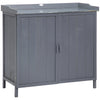 Outsunny Garden Storage Cabinet, Outdoor Tool Shed, Potting Bench Table with Galvanized Top and Two Shelves for Yard Tools or Pool Accessories, Grey
