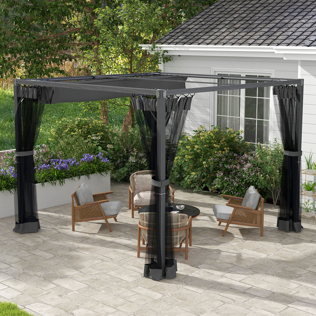 Outsunny Aluminium Frame Pergola in Dark Grey
