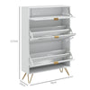 HOMCOM Two Flip Drawer Narrow Shoe Cabinet - White