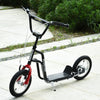 HOMCOM Teen Kick Scooter with Adjustable Handlebar, Inflatable Wheels, Two Brakes, Black