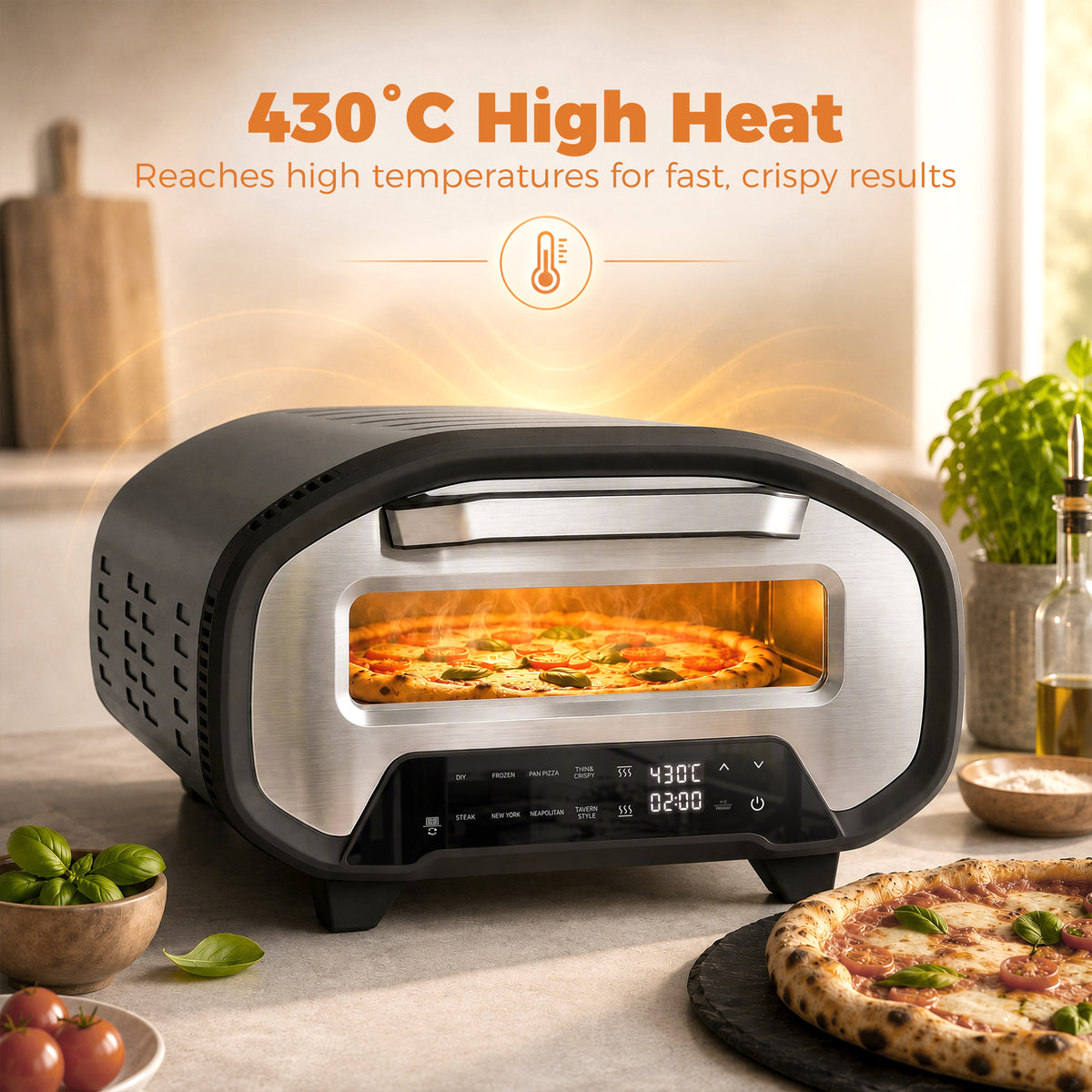 HOMCOM Electric Pizza Oven in Grey