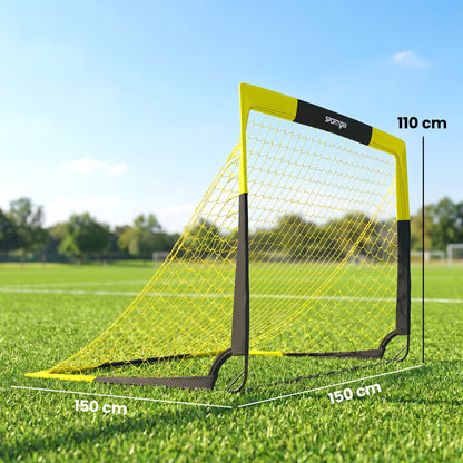 SPORTNOW Pop Up Football Goal, Portable Folding Football Net with Carry Bag, 4 U-Shaped Ground Stakes, Fibreglass Pole
