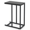 C-Shaped End Table for Couch and Bed with Metal Frame-Black