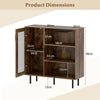 Cabinet Sideboard with Door Adjustable Shelf and Wine Holders-Rustic Brown