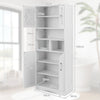 Tall Bathroom Floor Storage Cabinet with Acrylic Doors and 3 Cubes-White