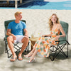 Camping Chair with Adjustable Umbrella and Portable Carrying Bag-Green 2 Pack
