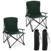 Camping Chair with Adjustable Umbrella and Portable Carrying Bag-Green 2 Pack
