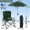 Camping Chair with Adjustable Umbrella and Portable Carrying Bag-Green 2 Pack