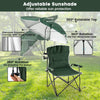 Camping Chair with Adjustable Umbrella and Portable Carrying Bag-Green 2 Pack
