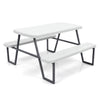 Camping Table and Chairs with Umbrella Hole and Metal Frame for Boys Girls Ages 3-8-White