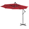 10 ft Cantilever Umbrella with 32 Solar-Powered LED Lights for Backyard Poolside Market-Wine