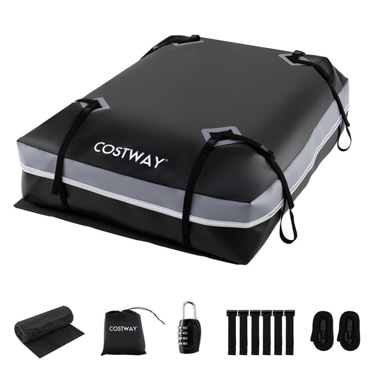 Car Rooftop Cargo Carrier Waterproof Heavy-Duty PVC Roof Bag Storage Bag-Grey-L