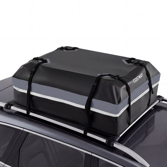 Car Rooftop Cargo Carrier Waterproof Heavy-Duty PVC Roof Bag Storage Bag-Grey-M