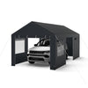 Carport Heavy-Duty Car Canopy with Roll-Up Ventilated Windows-Dark Grey