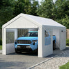 Carport Heavy-Duty Car Canopy with Roll-Up Ventilated Windows-White