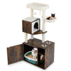 Cat Litter Box Enclosure with Sisal Scratching Post and Mat-Brown