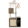 Cat Litter Box Enclosure with Sisal Scratching Post and Mat-Grey