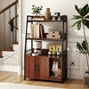 Cat Litter Box Enclosure with Storage Shelves and Scratching Pad-Walnut