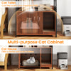 Cat Litter Box Enclosure with Storage Shelves and Scratching Pad-Walnut