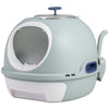 Cat Litter Box with Lid Helicopter Style Fully Enclosed Cat Toilet with Front Entry and Flip Top Exit-Blue