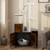 Cat Tree with Litter Box Enclosure Condo All-in-One Wooden Hidden Cat Furniture-Rustic Brown