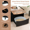 Cat Litter Box Enclosure with Pull-out Drawer, Rolling Caster and Flip Door-Black & Brown