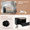 Cat Litter Box Enclosure with Pull-out Drawer, Rolling Caster and Flip Door-Black & Brown
