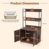 Modern Cat Litter Box Enclosure Cabinet with 3-Tier Shelves Metal Frame-Brown