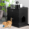 Large Wooden Cat Litter Box Hidden Washroom Toilet with Drawer-Black