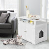 Cat Litter Box Enclosure with Adjustable and Removable Divider-White