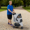 Pet Stroller with Adjustable Canopy and 3 Shock-absorbing Wheels-Grey