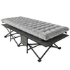 Outsunny Camping Cot with Soft Pad, 80cm Extra Wide Folding Cots with Side Pocket and Carry Bag, Grey