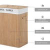 HOMCOM 100L Collapsible Natural Wood Laundry Hamper Organizer Clothes Washing Basket Bin Storage Box w/Lid Removable Lining 52x32x63cm, Wood Color